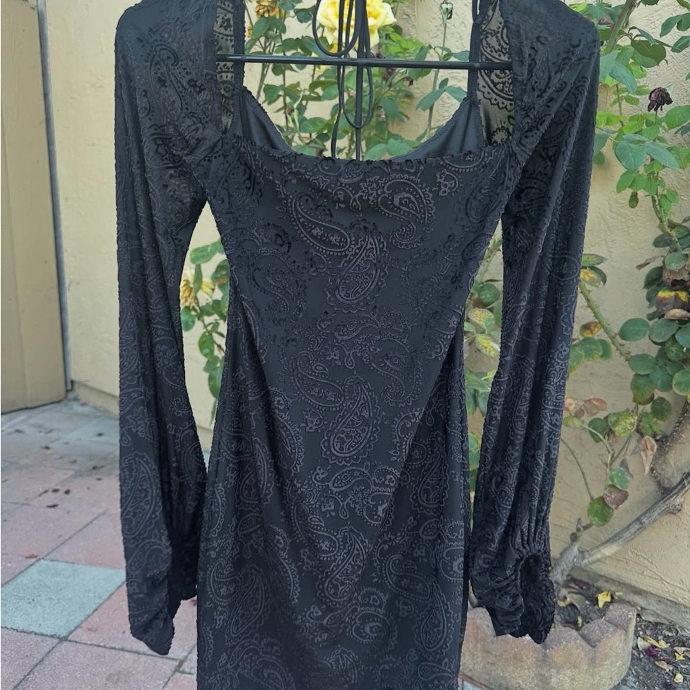 Elegant Black Paisley Dress